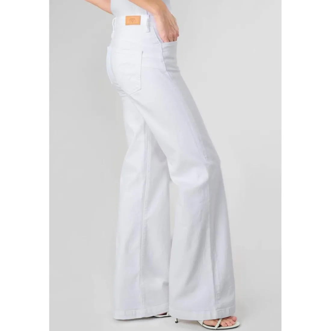Jeans flare, très évasé PULP high flare, longueur 34 blanc en coton