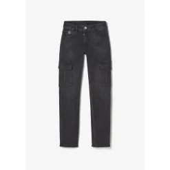 Jeans garçon, regular Cure, droit 800/16, longueur 34 noir en coton