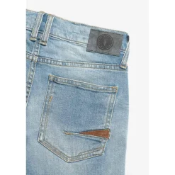Jeans garçon, regular, droit 800/16, longueur 34 bleu en coton
