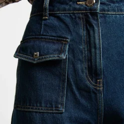 Jeans large taille haute denim brut en coton