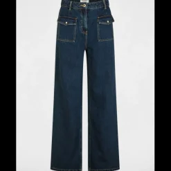 Jeans large taille haute denim brut en coton