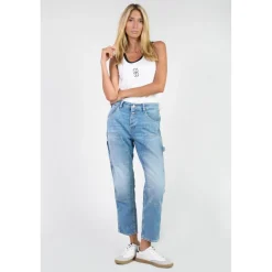 Jeans loose, large 400/60 girlfriend taille haute, 7/8ème bleu Rose