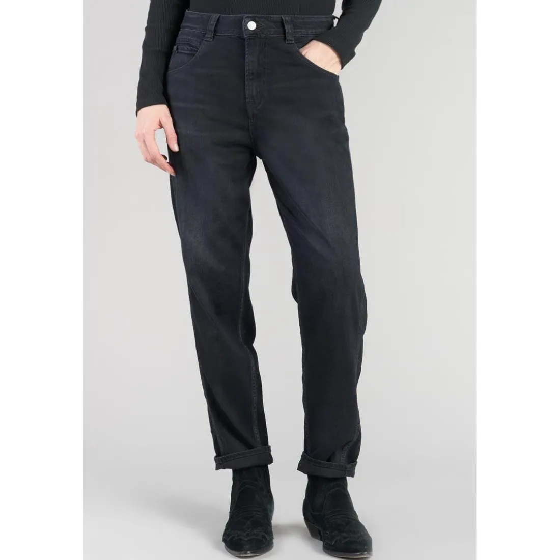 Jeans loose, large 400/60 girlfriend, longueur 34 bleu en coton Blair