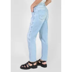 Jeans loose, large 400/60 girlfriend taille haute, longueur 34 bleu Gigi