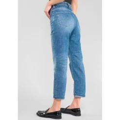 Jeans loose, large 400/60 girlfriend taille haute, 7/8ème bleu Queen