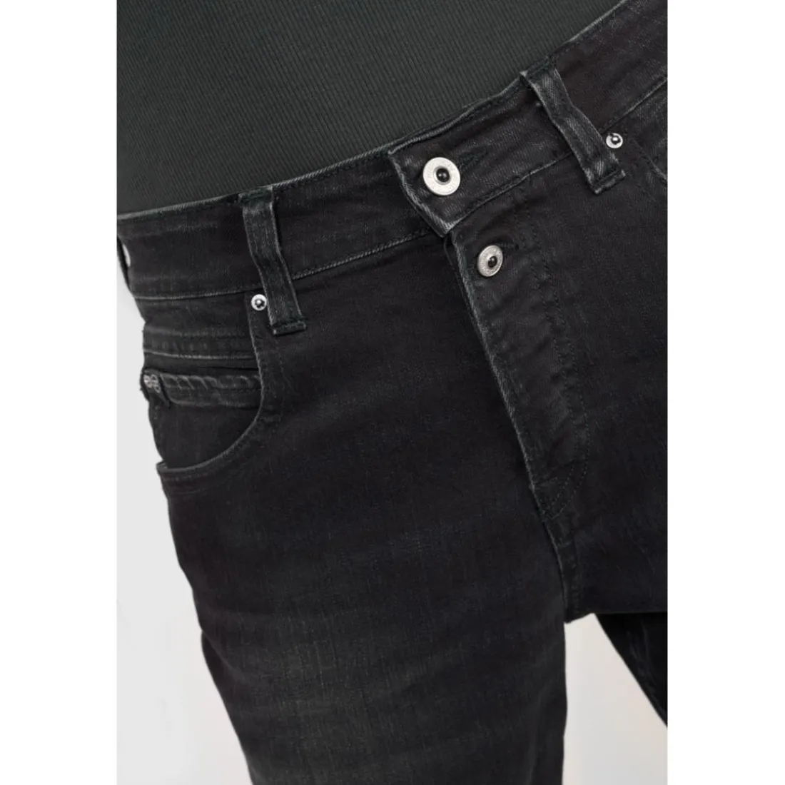 Jeans loose, large 400/60 girlfriend taille haute, longueur 34 noir Alma