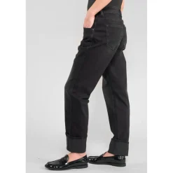 Jeans loose, large 400/60 girlfriend taille haute, longueur 34 noir Alma
