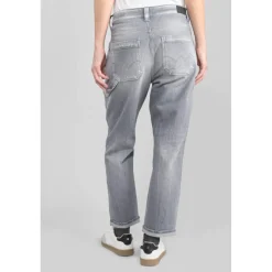 Jeans loose, large 400/60 girlfriend taille haute, 7/8ème gris Ava