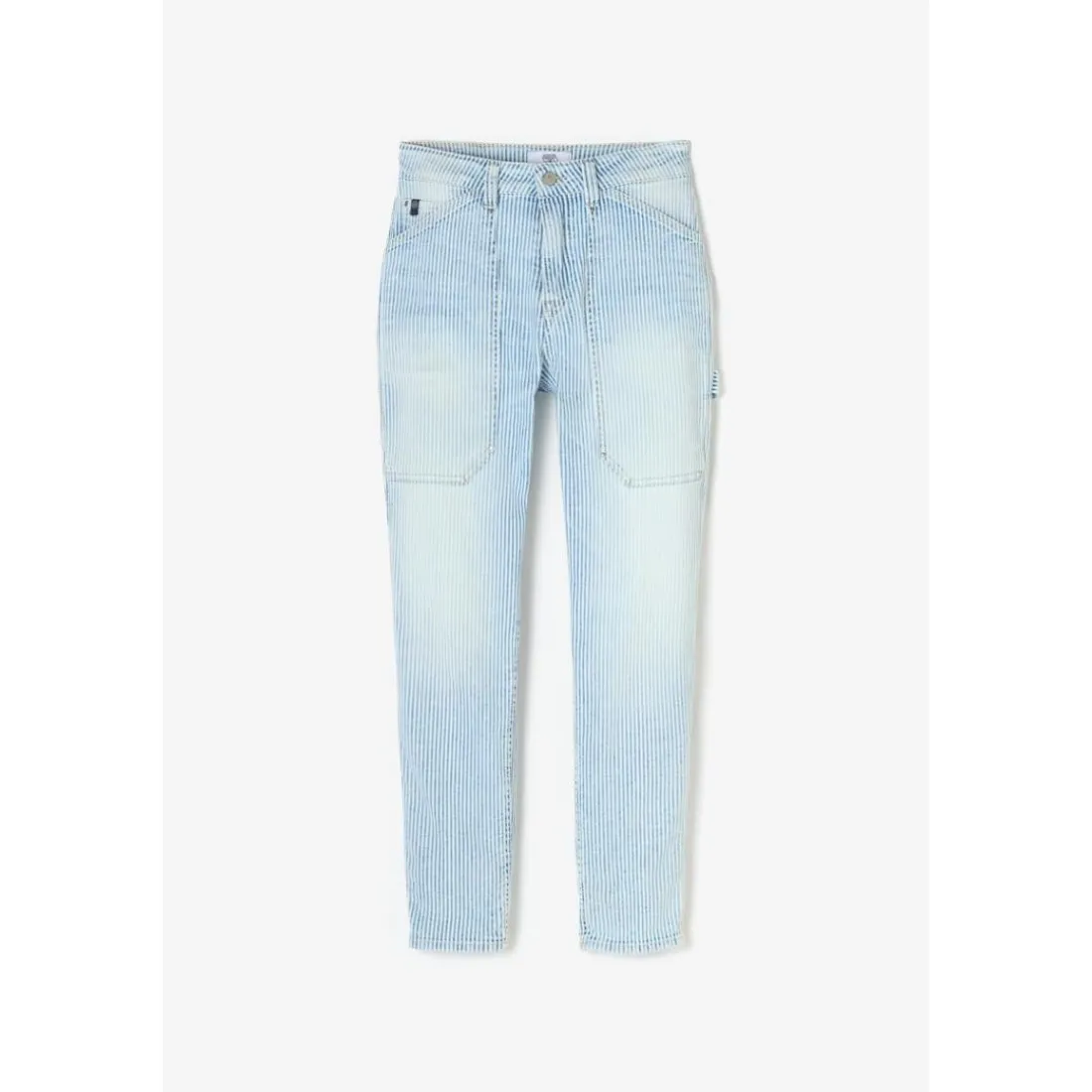 Jeans loose, large 400/60 girlfriend taille haute, 7/8ème bleu Ida