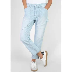 Jeans loose, large 400/60 girlfriend taille haute, 7/8ème bleu Ida