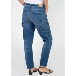 Jeans loose, large 400/60 girlfriend taille haute, longueur 34 bleu en coton Ruth
