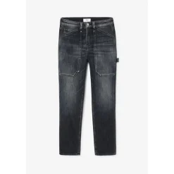 Jeans loose, large 400/60 girlfriend taille haute, 7/8ème noir Ora