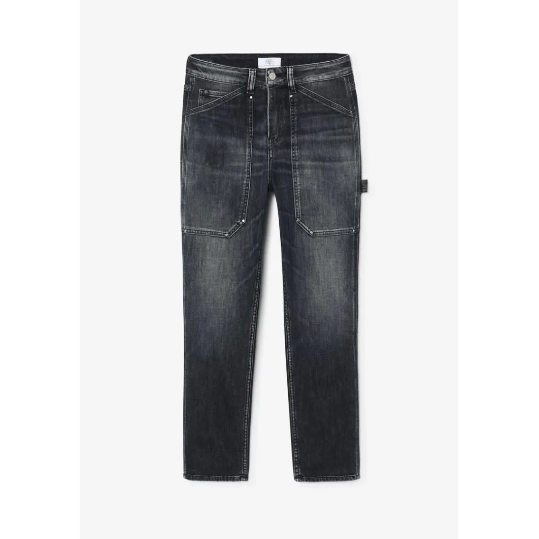 Jeans loose, large 400/60 girlfriend taille haute, 7/8ème noir Ora