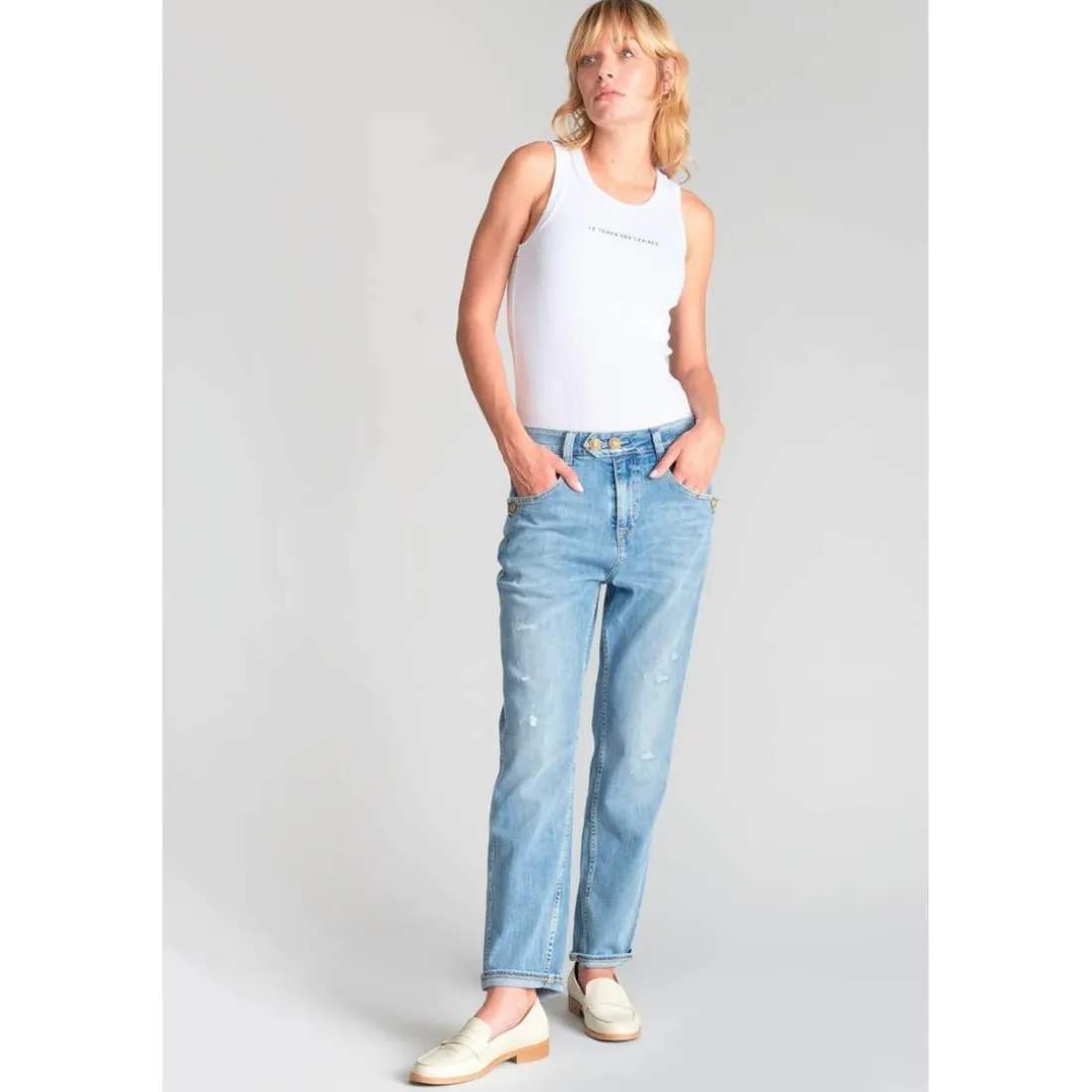 Jeans loose, large 400/60, longueur 34 bleu