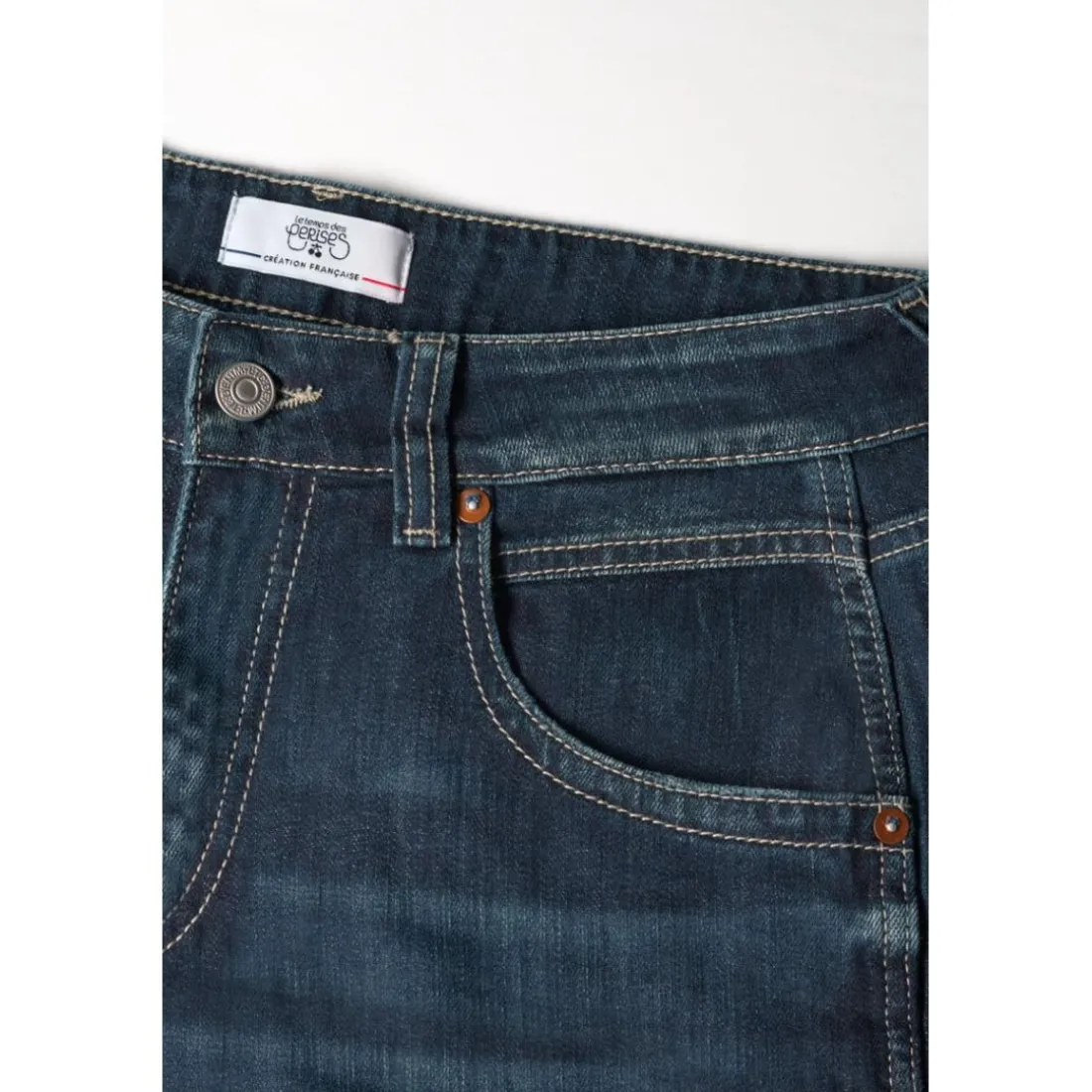 Jeans loose, large 400/60, 7/8ème bleu Tia