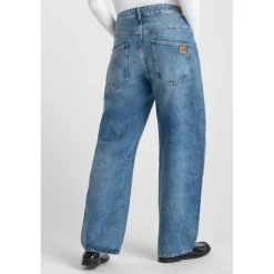 Jeans loose, large balloon taille haute, longueur 34 bleu Zola