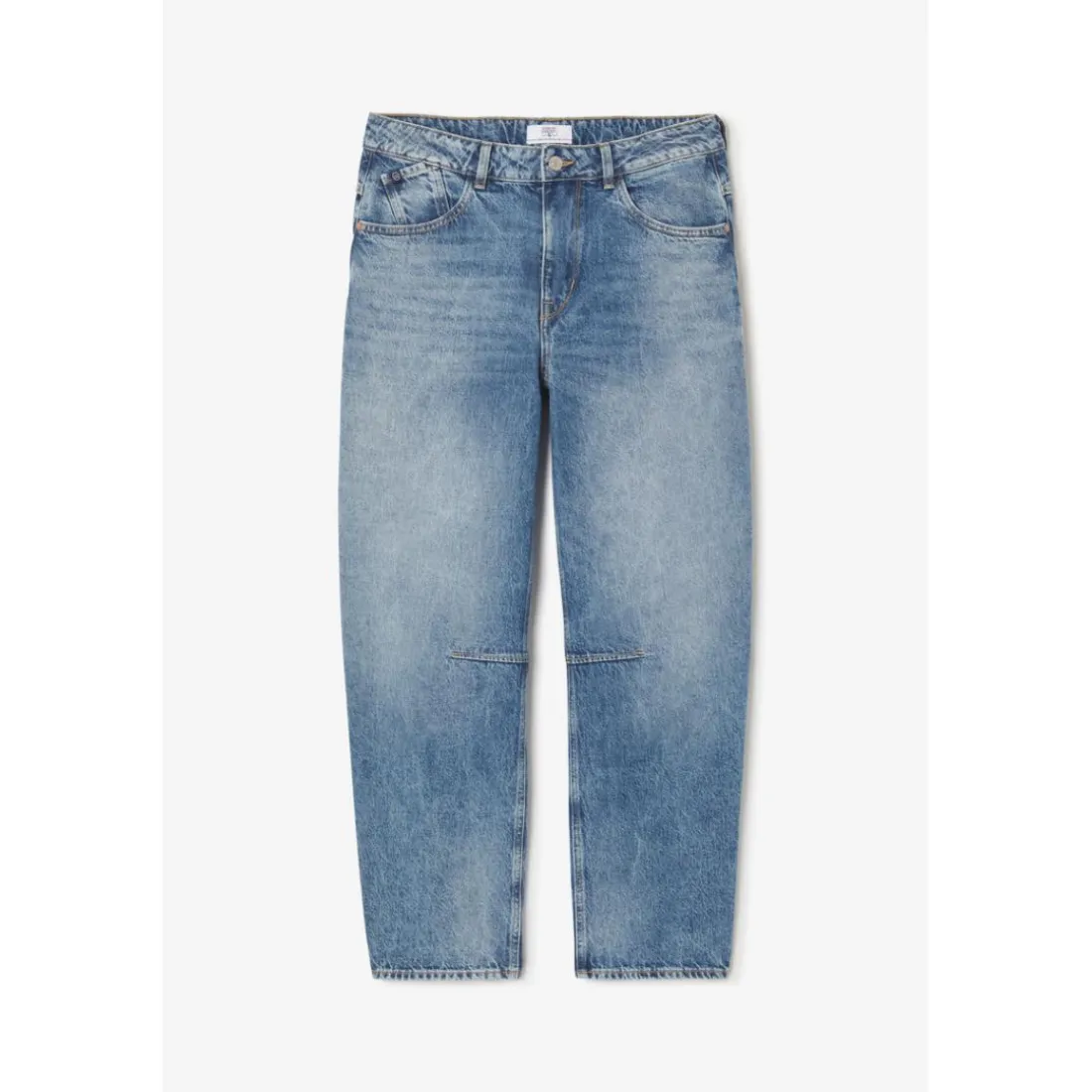 Jeans loose, large balloon taille haute, longueur 34 bleu Zola