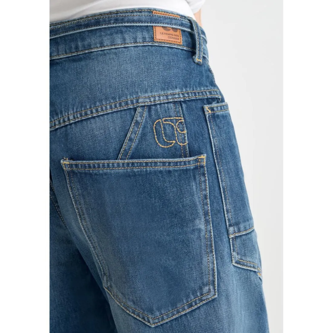 Jeans loose, large balloon taille haute, longueur 34 bleu Gwen