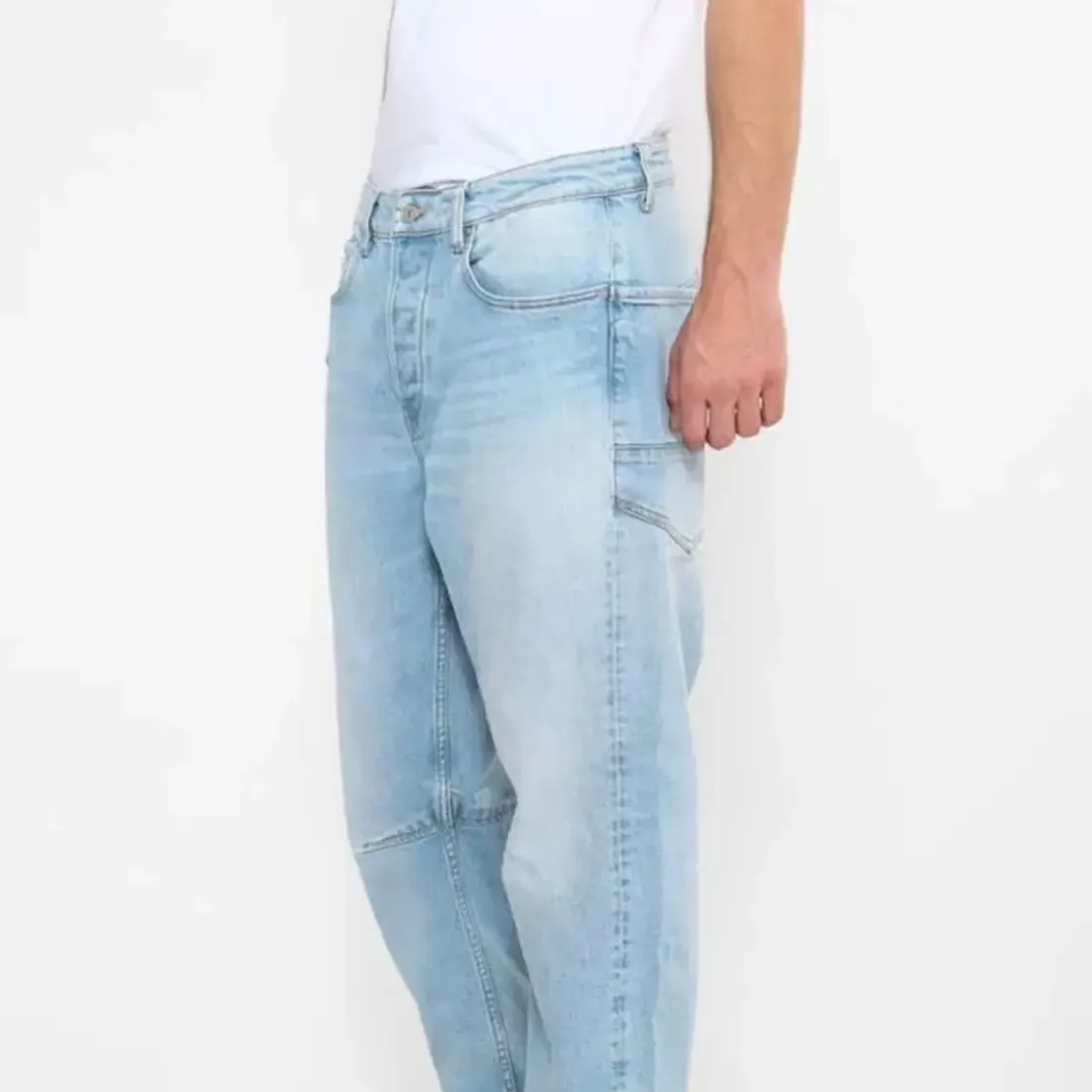 Jeans loose, large HOBO, longueur 34 bleu en coton Wynn