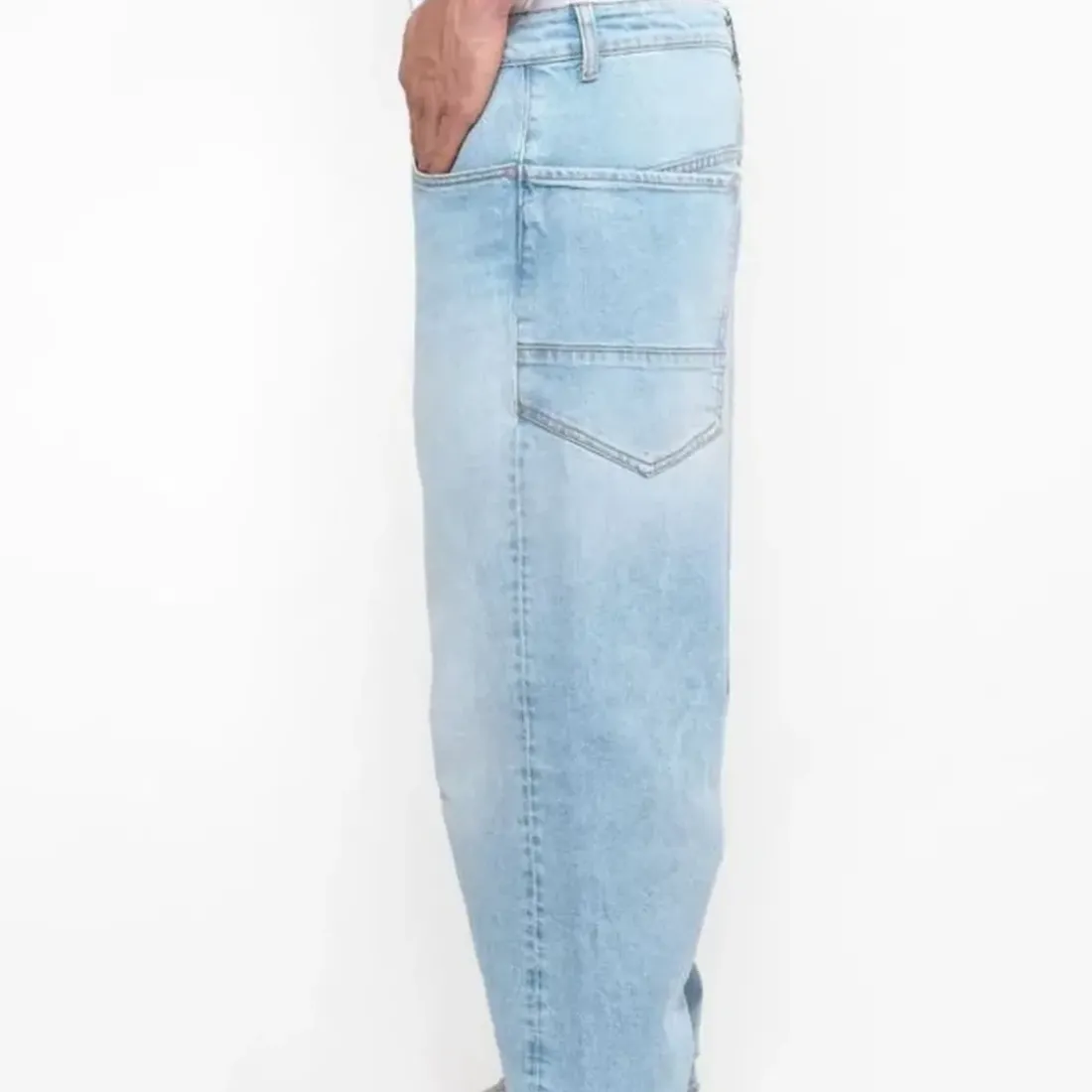Jeans loose, large HOBO, longueur 34 bleu en coton Wynn