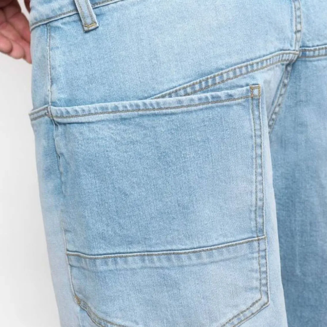 Jeans loose, large HOBO, longueur 34 bleu en coton Wynn