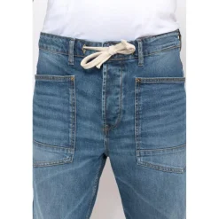 Jeans loose, large HOBO, longueur 34 bleu Van en coton