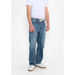 Jeans loose, large HOBO, longueur 34 bleu Van en coton