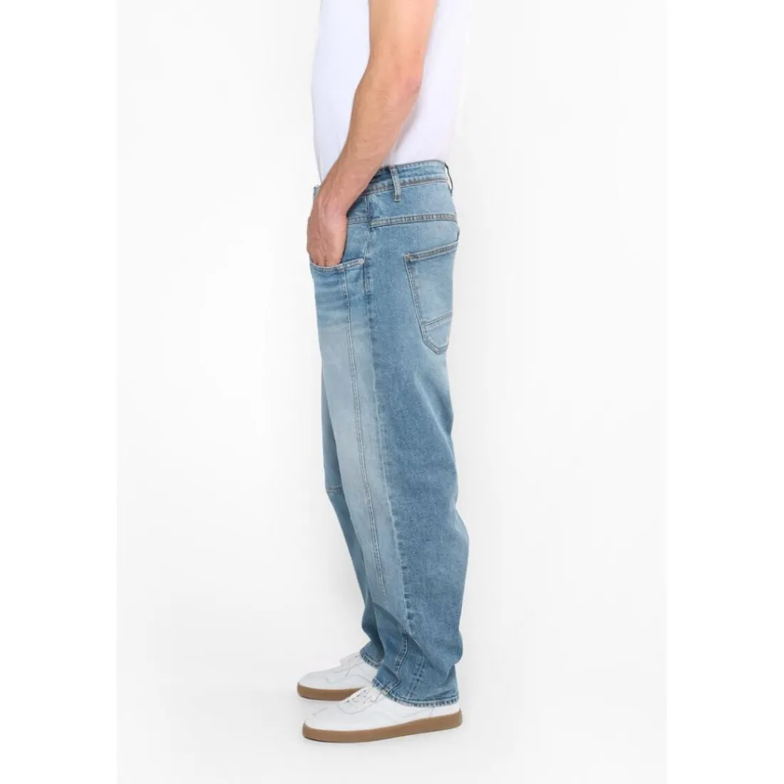 Jeans loose, large HOBO, longueur 34 bleu Jace en coton