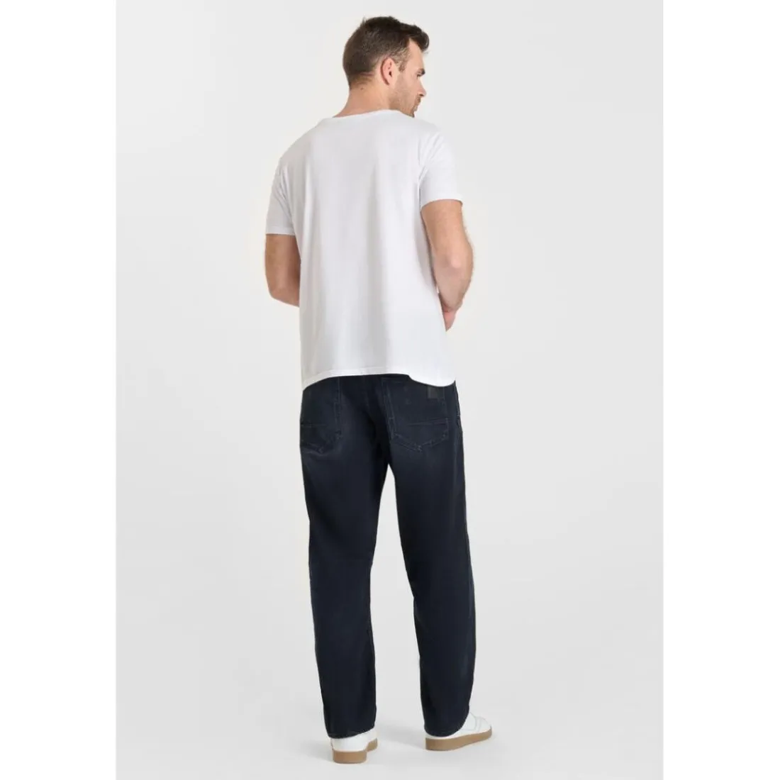 Jeans loose, large loose, longueur 34 bleu Aron en coton