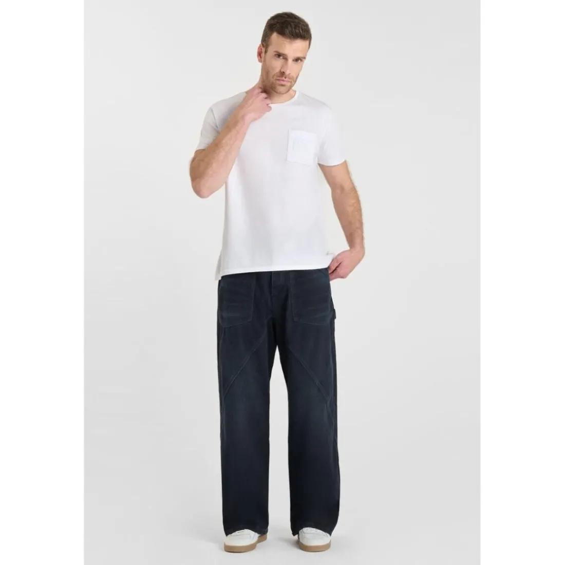 Jeans loose, large LUDOLF, longueur 34 bleu Karl en coton