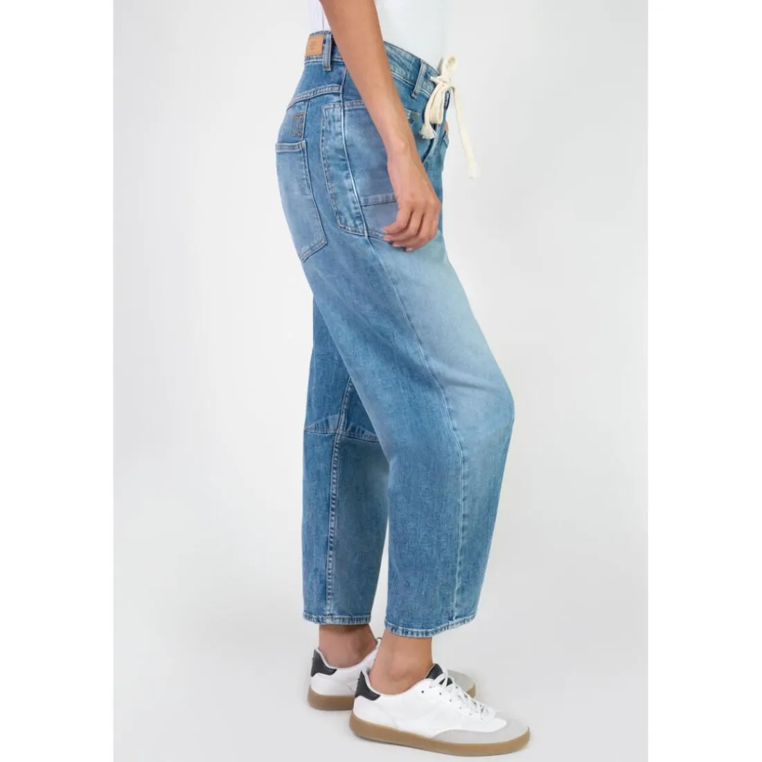 Jeans loose, large MADIE, longueur 34 bleu en cuir Willa