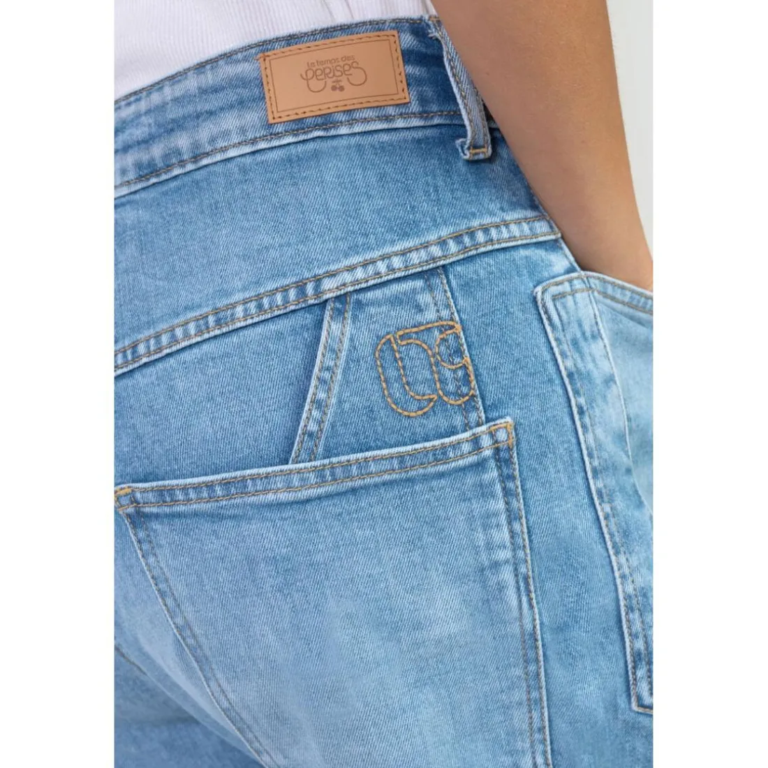 Jeans loose, large MADIE, longueur 34 bleu en cuir Willa