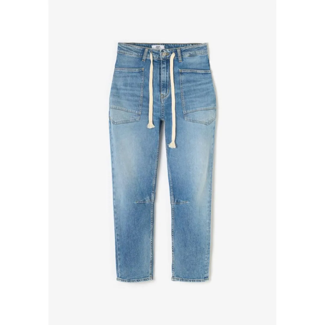Jeans loose, large MADIE, longueur 34 bleu en cuir Willa