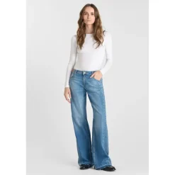 Jeans loose, large wide leg , longueur 34 bleu Gwen
