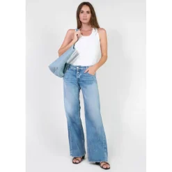 Jeans loose, large wide leg , longueur 34 bleu Daisy