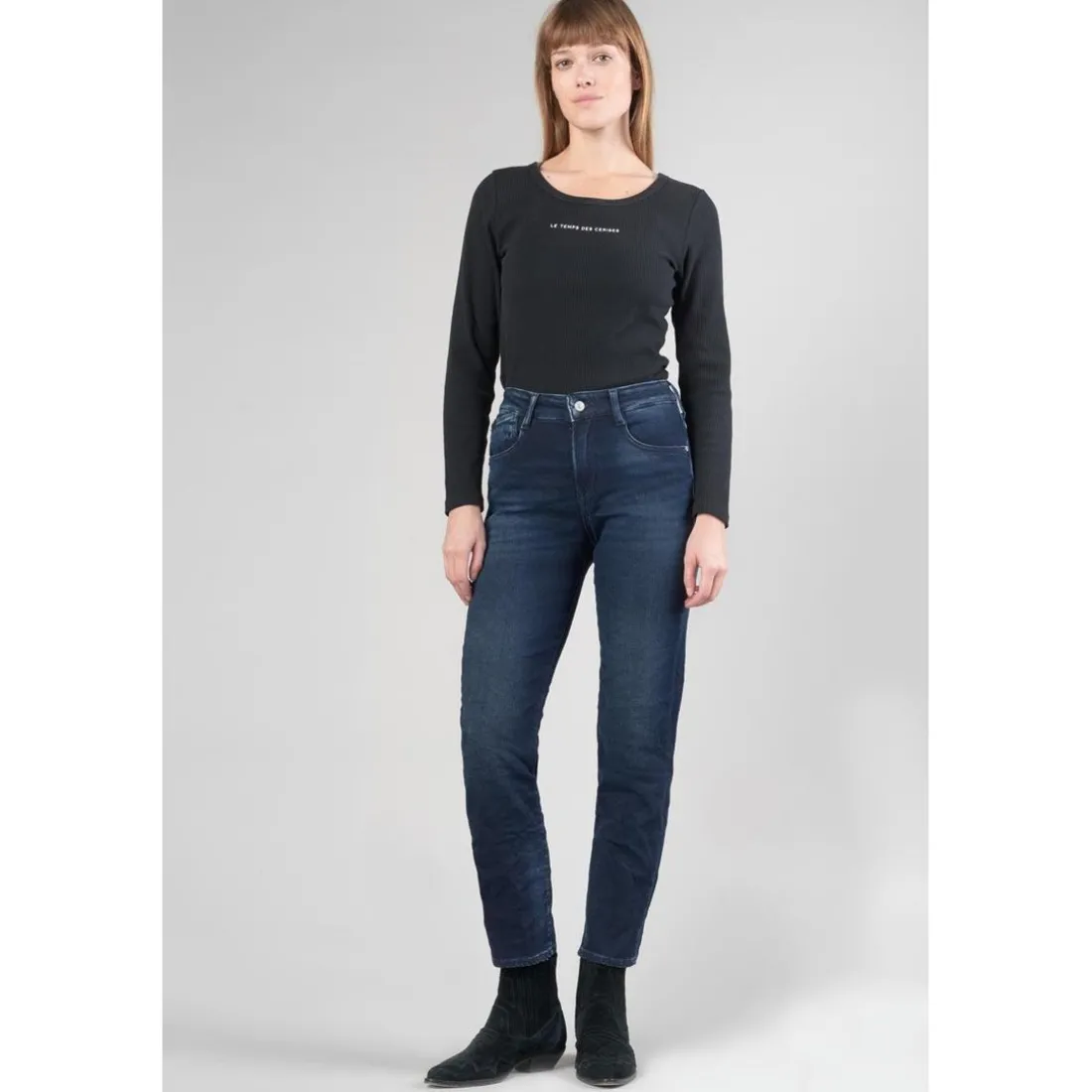 Jeans mom - Bleu en coton