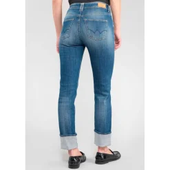 Jeans mom 400/17, 7/8ème bleu Bea en coton