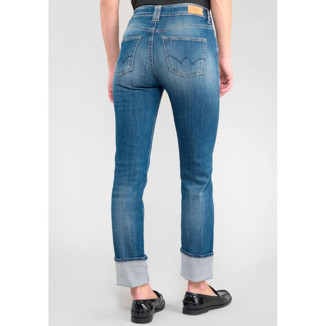 Jeans mom 400/17, 7/8ème bleu Bea en coton