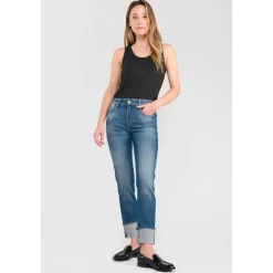 Jeans mom 400/17, 7/8ème bleu Bea en coton