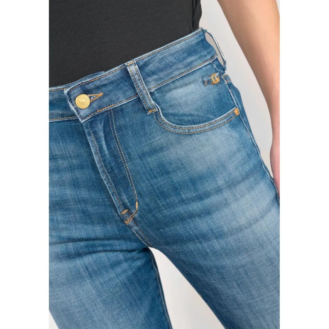 Jeans mom 400/17, 7/8ème bleu Bea en coton