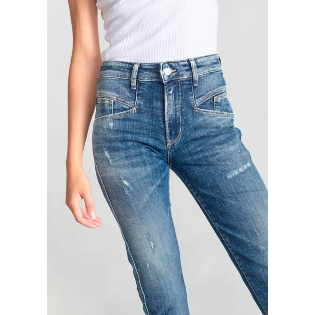 Jeans mom 400/17, 7/8ème bleu Ella en coton