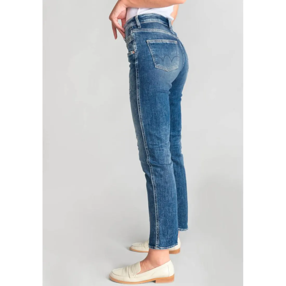 Jeans mom 400/17, 7/8ème bleu Ella en coton