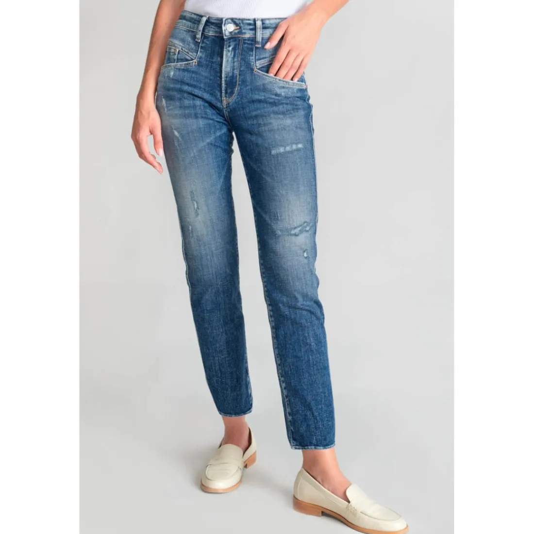 Jeans mom 400/17, 7/8ème bleu Ella en coton