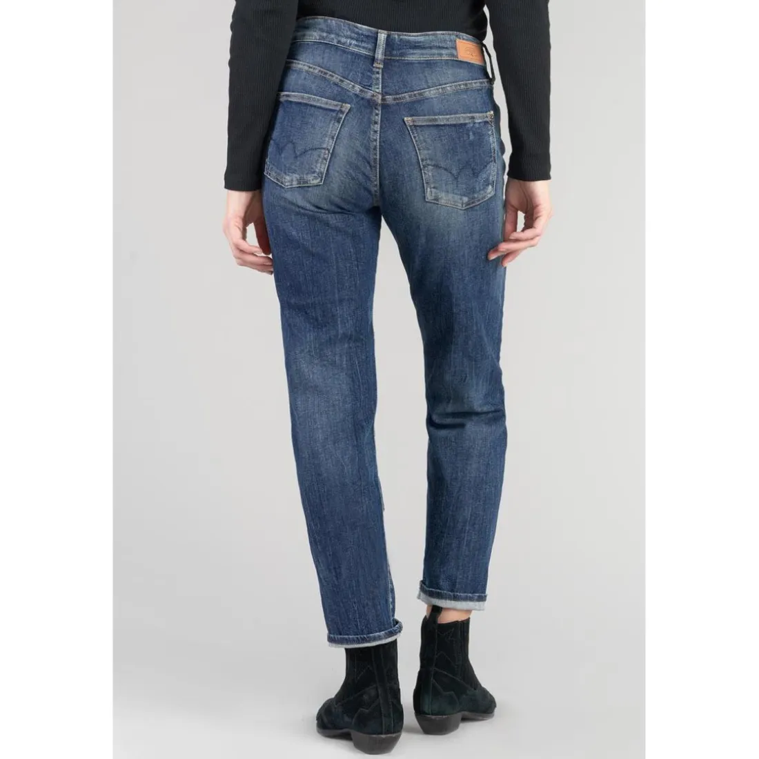 Jeans mom 400/17, 7/8ème bleu en coton Yael