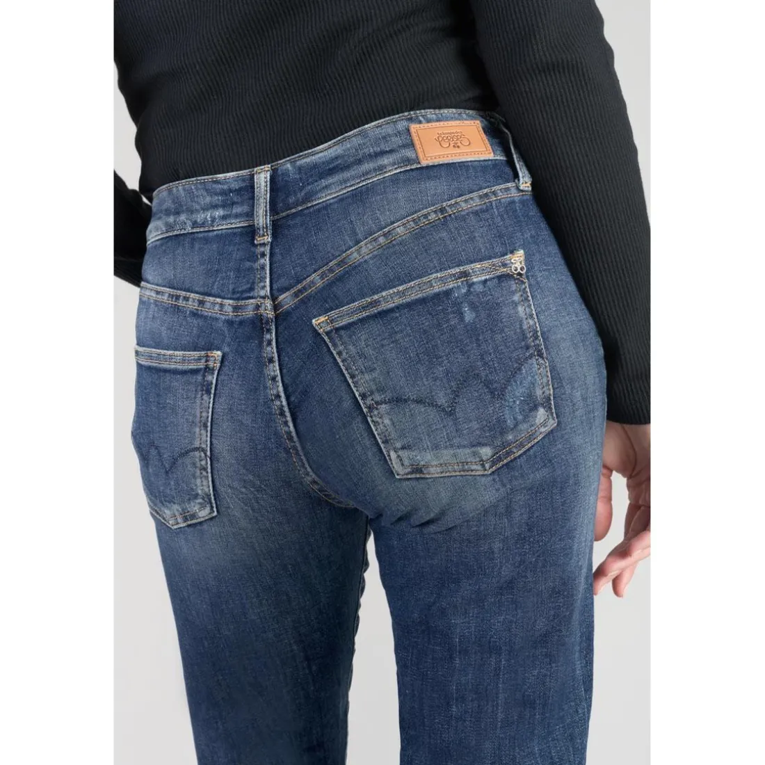 Jeans mom 400/17, 7/8ème bleu en coton Yael