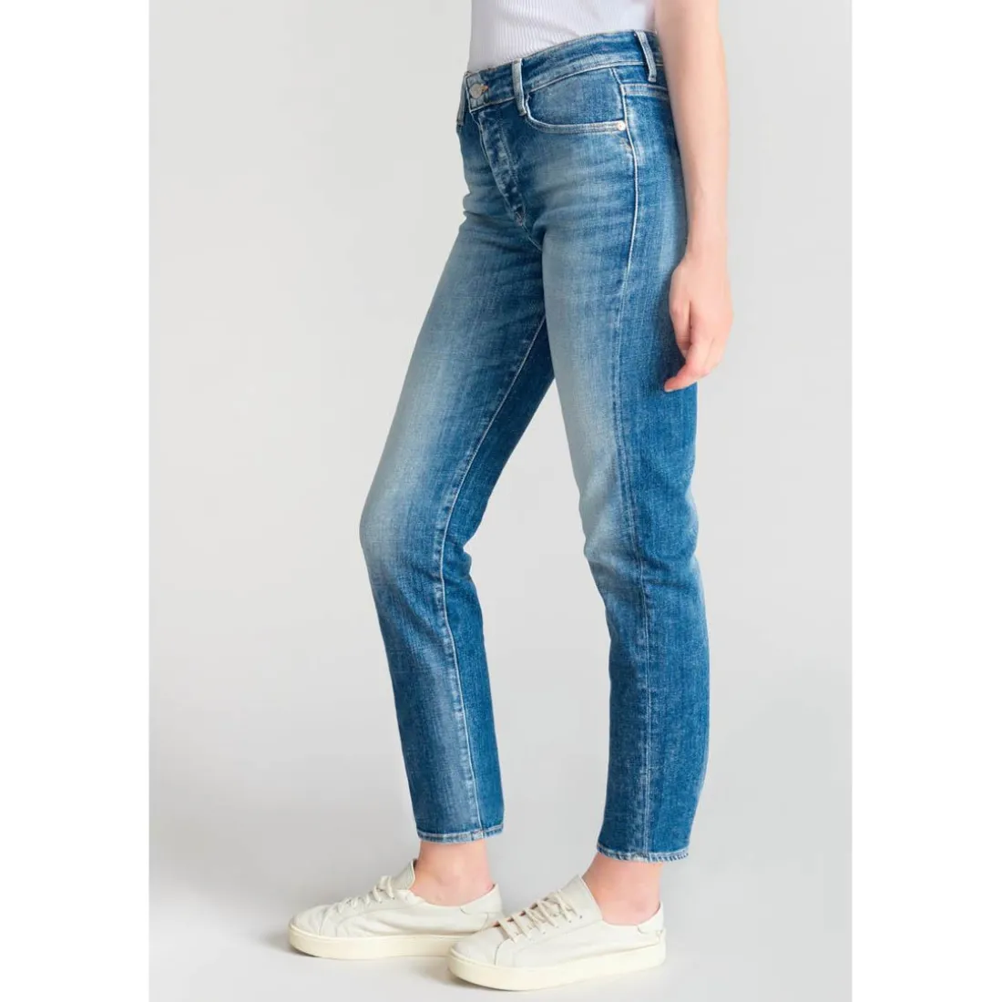 Jeans mom 400/17, 7/8ème bleu en coton Kaye