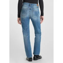 Jeans mom , 7/8ème bleu en coton Lola