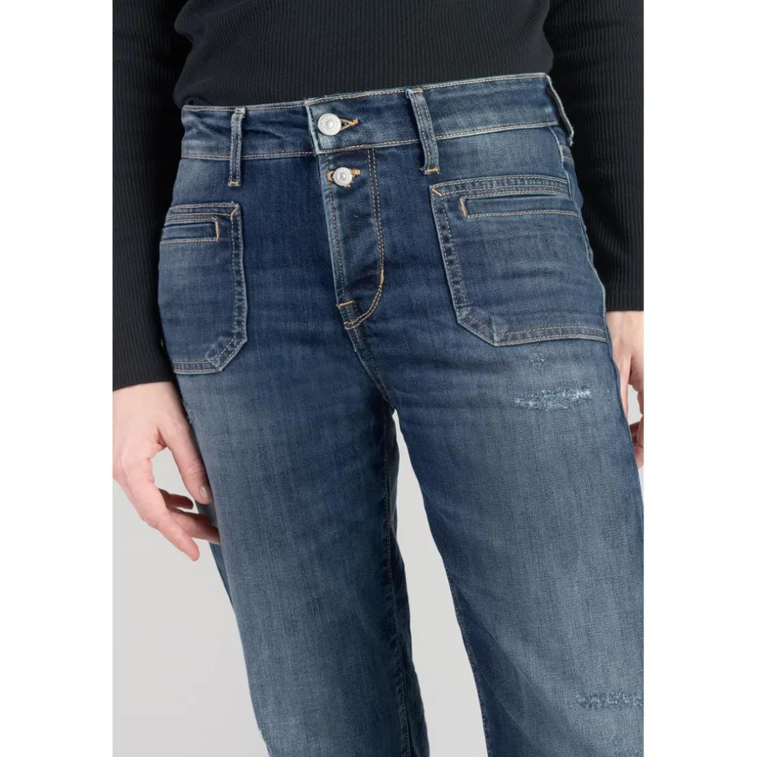Jeans mom 400/18, 7/8ème bleu en coton Tess