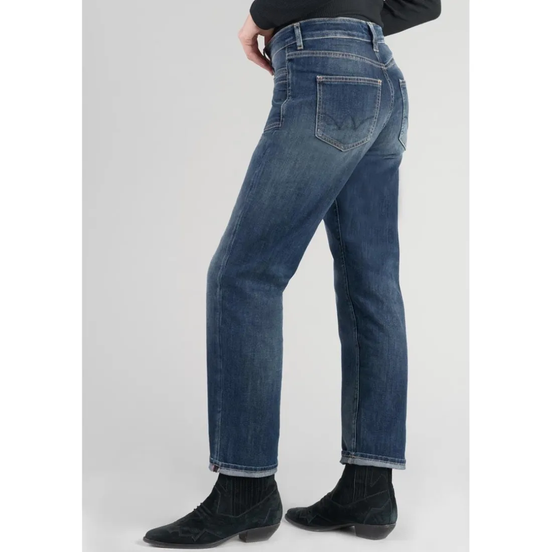 Jeans mom 400/18, 7/8ème bleu en coton Tess