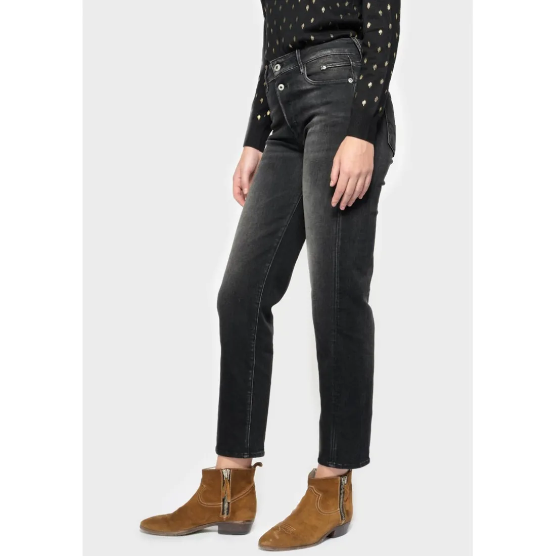 Jeans mom 400/18, 7/8ème noir